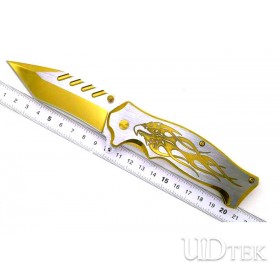 Stainless steel folding knife with golden Titanizing UD17019